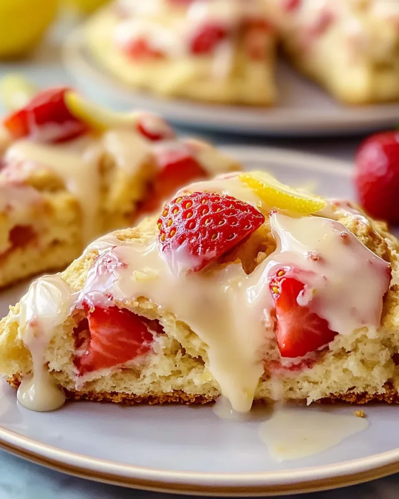 Bakery-Style Strawberry Lemon Cream Scones - Homefoodkitchen