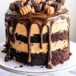 Chocolate Brownie Cake with Peanut Butter Frosting
