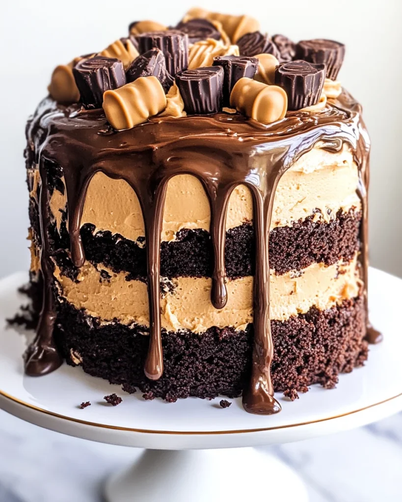 Chocolate Brownie Cake with Peanut Butter Frosting