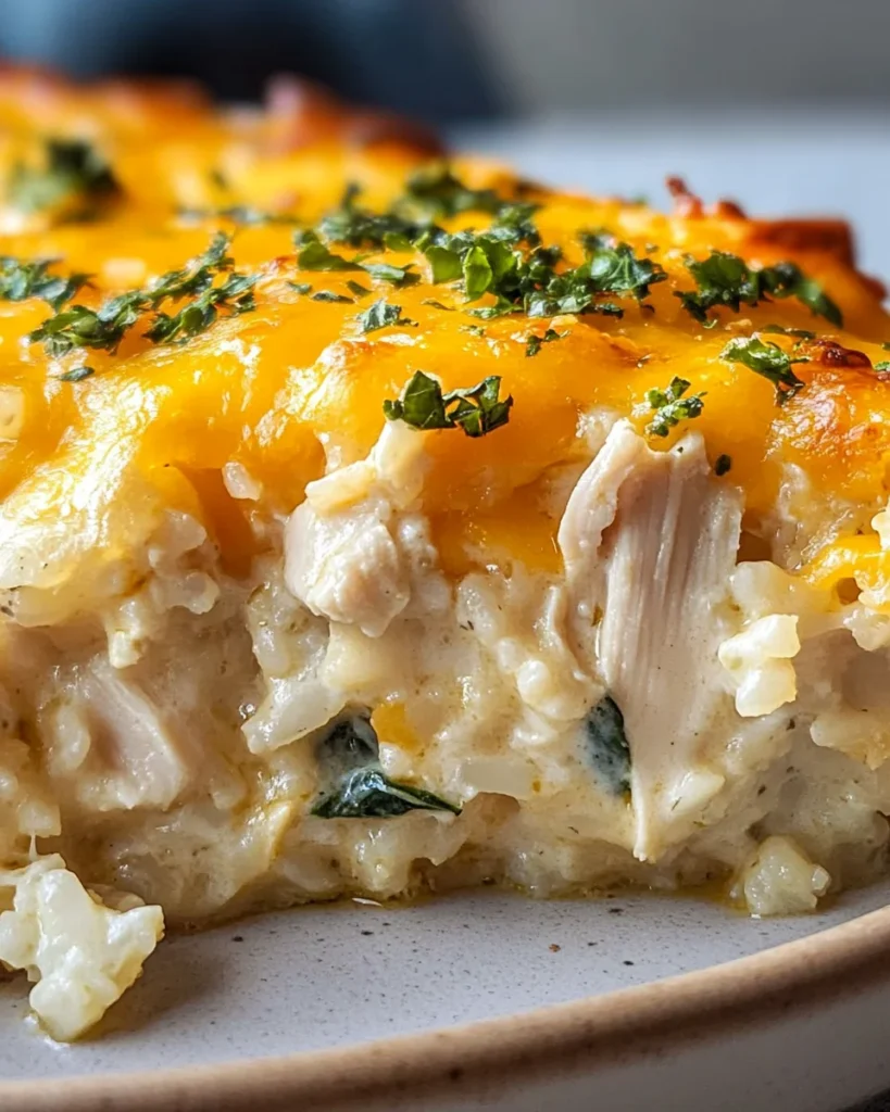 Creamy Chicken Cauliflower Rice Casserole That’s Light Yet Comforting
