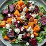 Creamy Roasted Beet Salad with Sweet Potato & Feta