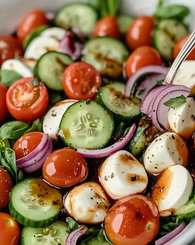 Fresh Cucumber Caprese Salad