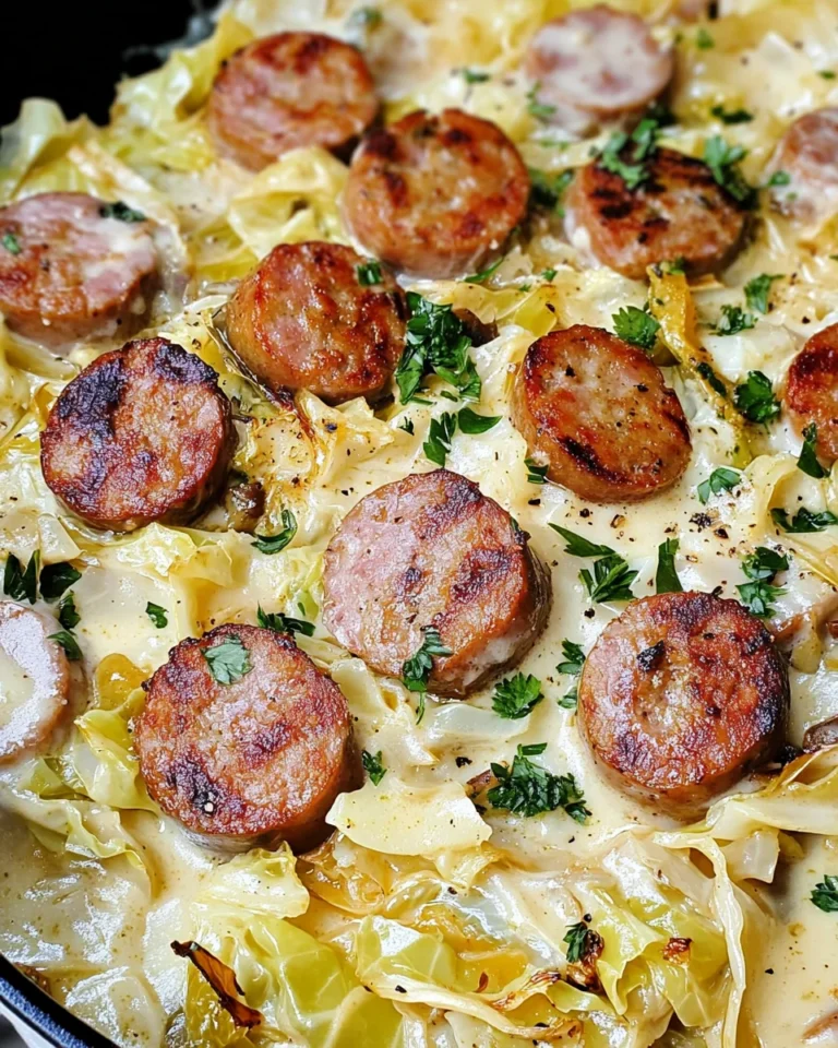 Keto TikTok Cajun Sausage and Cabbage Alfredo