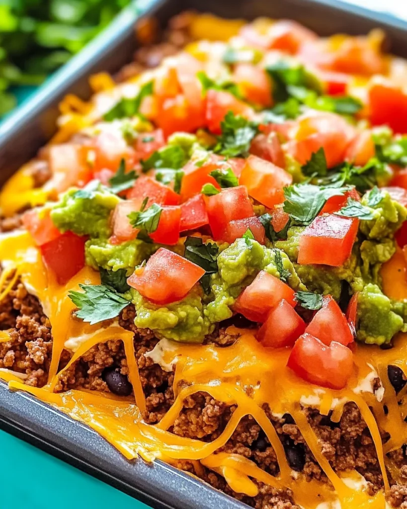 Layered Taco Dip with Ground Beef