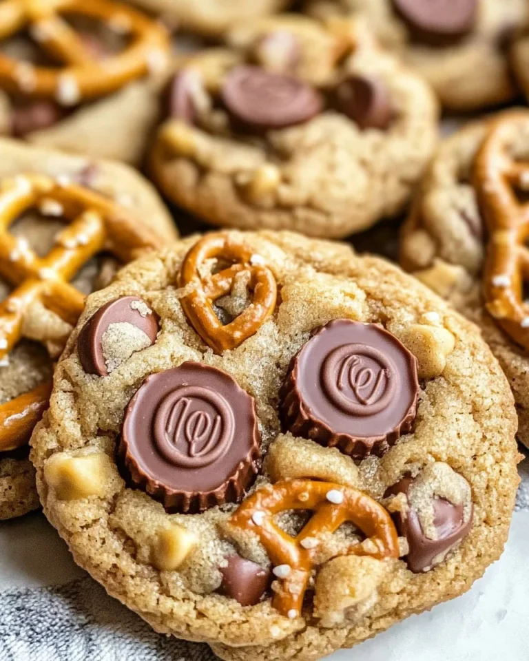 Peanut Butter Cup Cookies with Pretzels