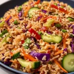 Quick Crispy Rice Salad with Peanut Sesame Dressing