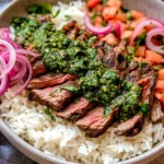 Skirt Steak Rice Bowls with Chimichurri Sauce