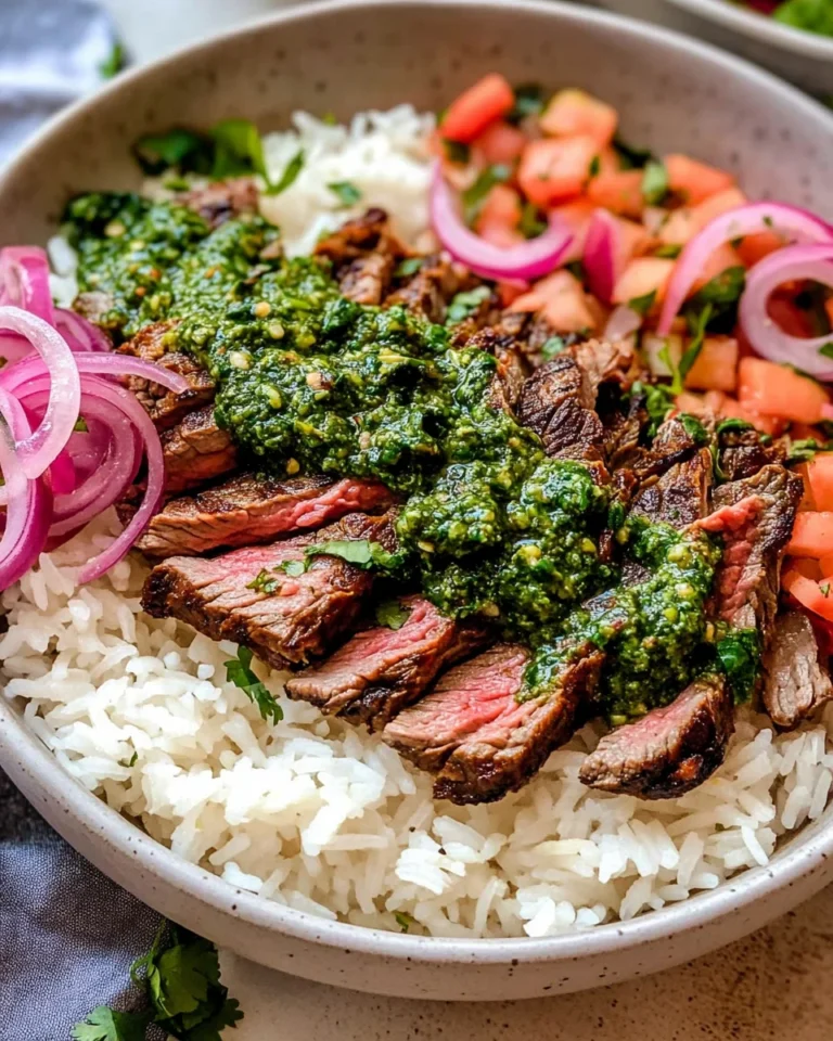 Skirt Steak Rice Bowls with Chimichurri Sauce
