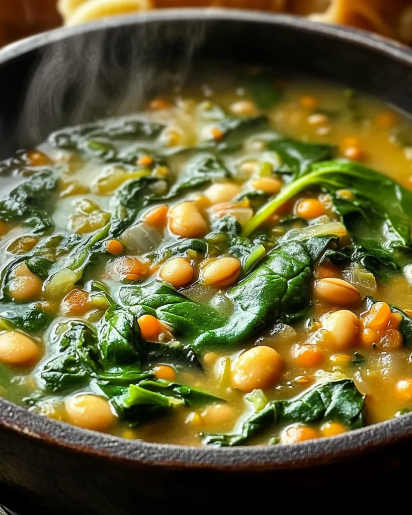 Spinach, Lentil, and Butter Bean Soup