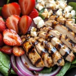 Strawberry Spinach Grilled Chicken Salad with Balsamic Glaze