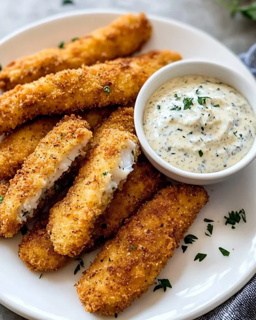 Crispy Baked Fish Sticks with Tartar Sauce