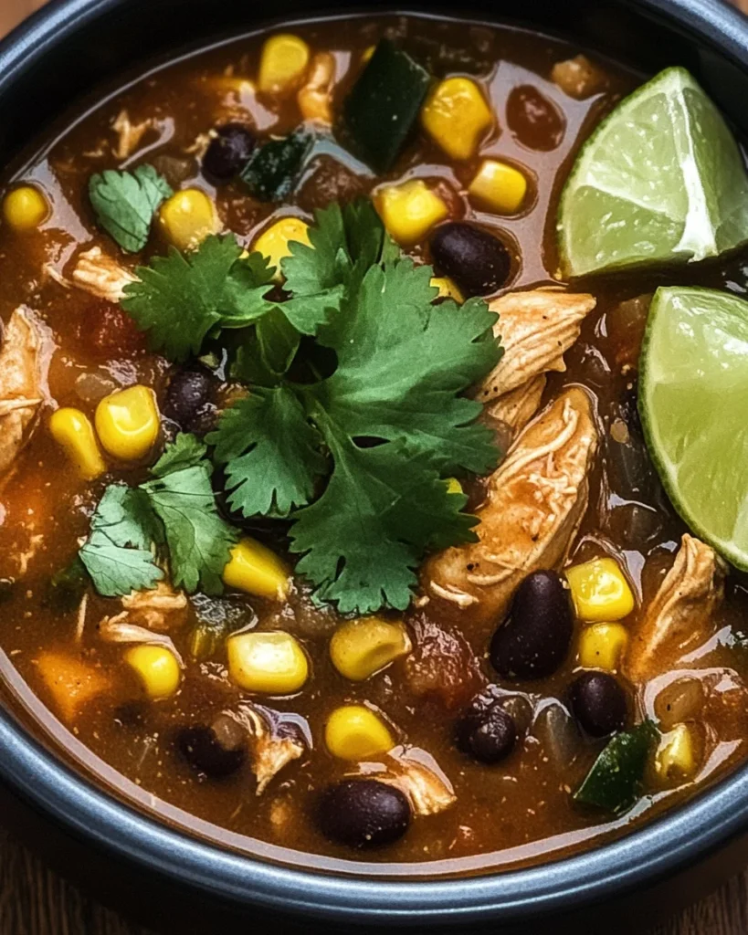 Easy Chicken, Poblano & Black Bean Summer Soup