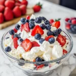Easy Red White and Blue Cheesecake Salad