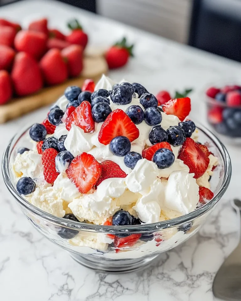 Easy Red White and Blue Cheesecake Salad