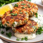 Easy Salmon Patties with Creamy Lemon-Garlic Sauce