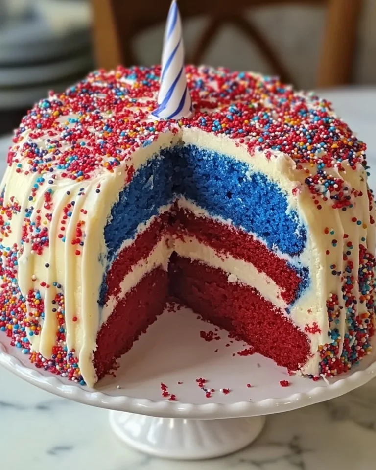 Firecracker Red, White and Blue Cake