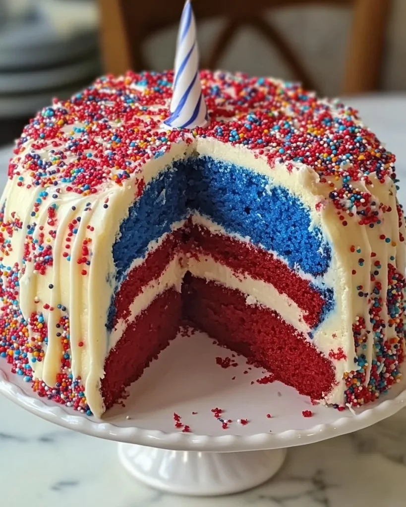 Firecracker Red, White and Blue Cake