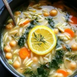 Lemon Orzo Chickpea Soup