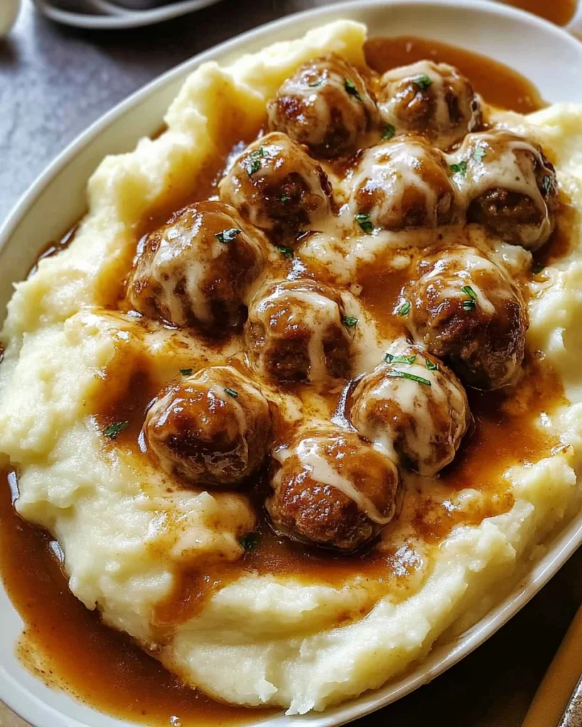 Meatball & Mashed Potato Bake