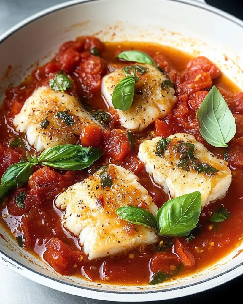 Mediterranean Cod in Tomato Basil Sauce