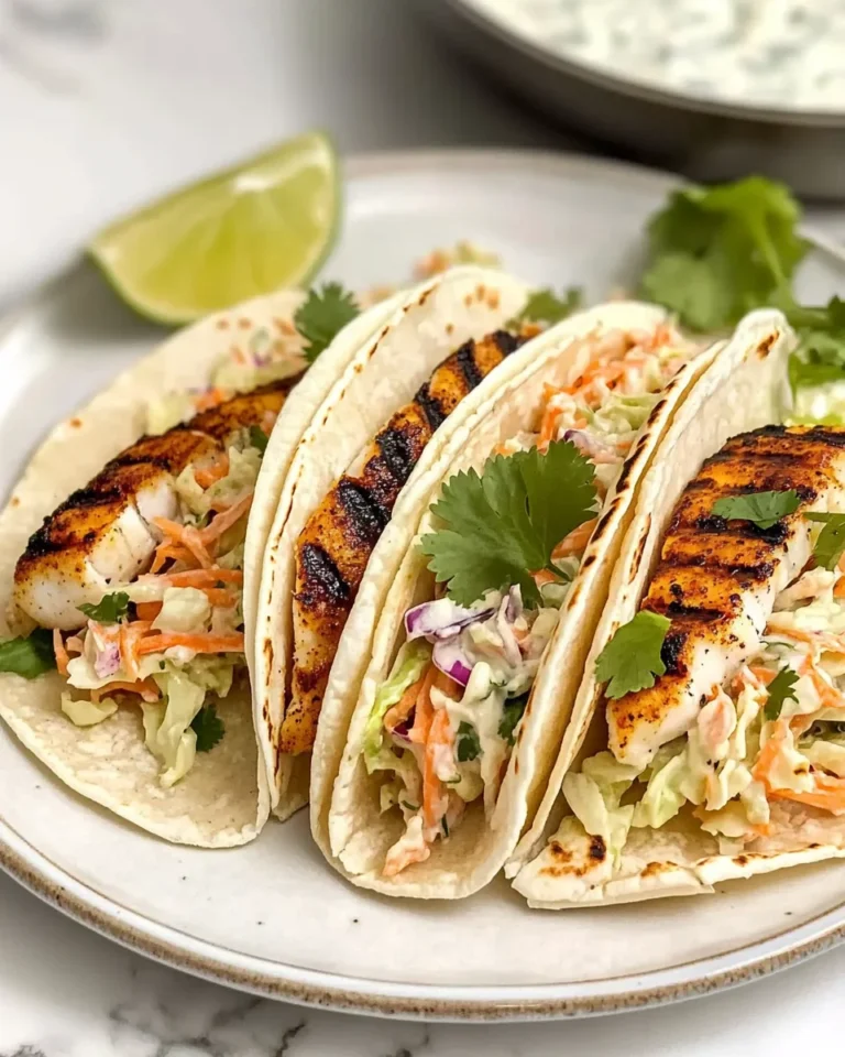 Quick Grilled Fish Tacos with Cabbage Slaw