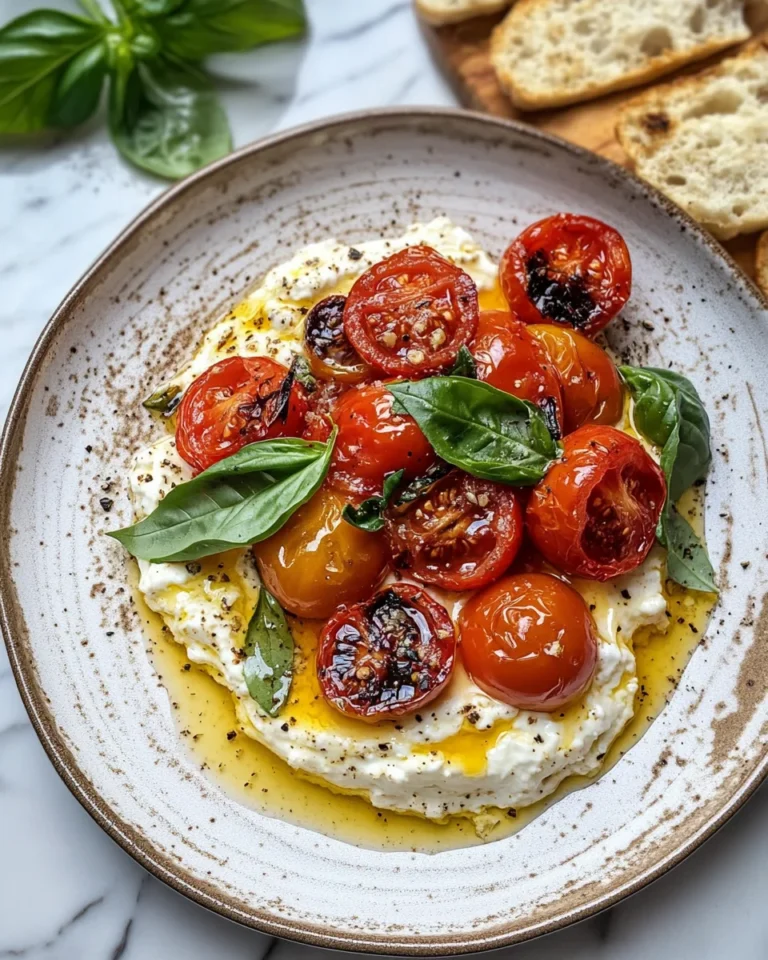 Whipped feta with roasted tomatoes and garlic recipe