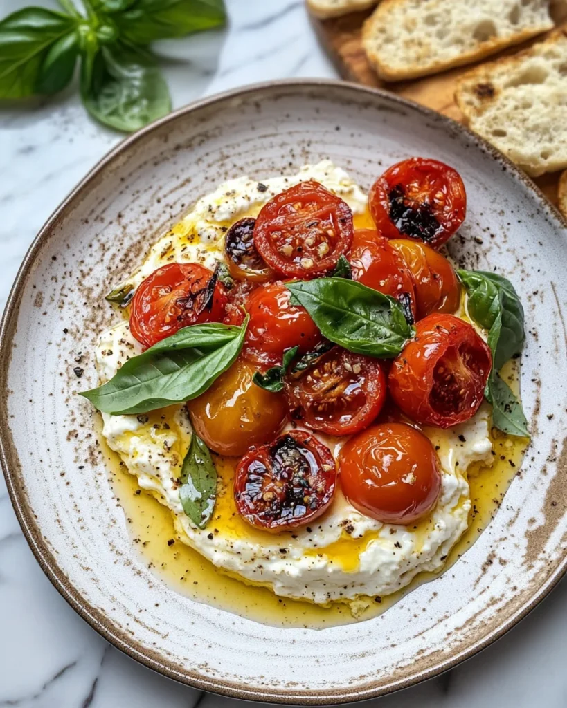 Whipped feta with roasted tomatoes and garlic recipe